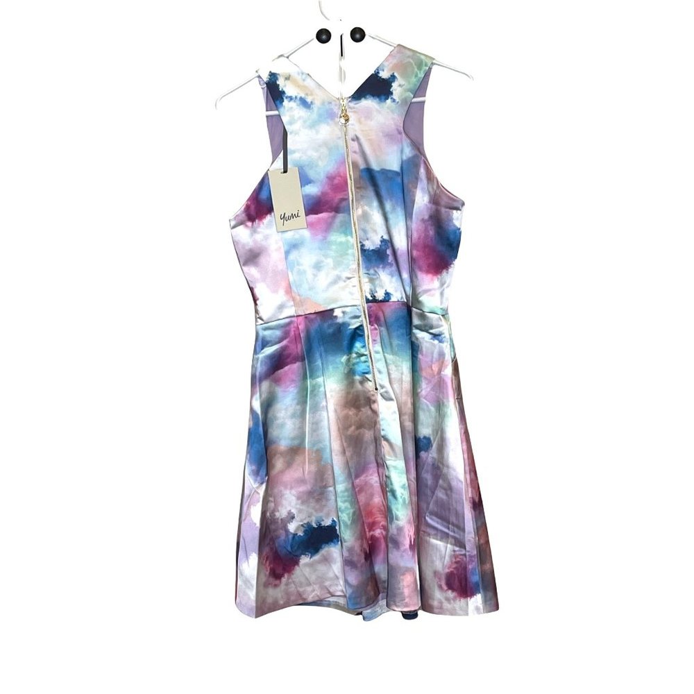 YUMI MULTI COLORED SWEETHEART PLEATED PROM DRESS WITH POCKETS US L 8 / 10 - Picture 9 of 16